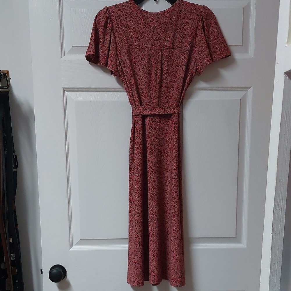 Monteau Red Floral Midi Dress - Picture 5 of 6